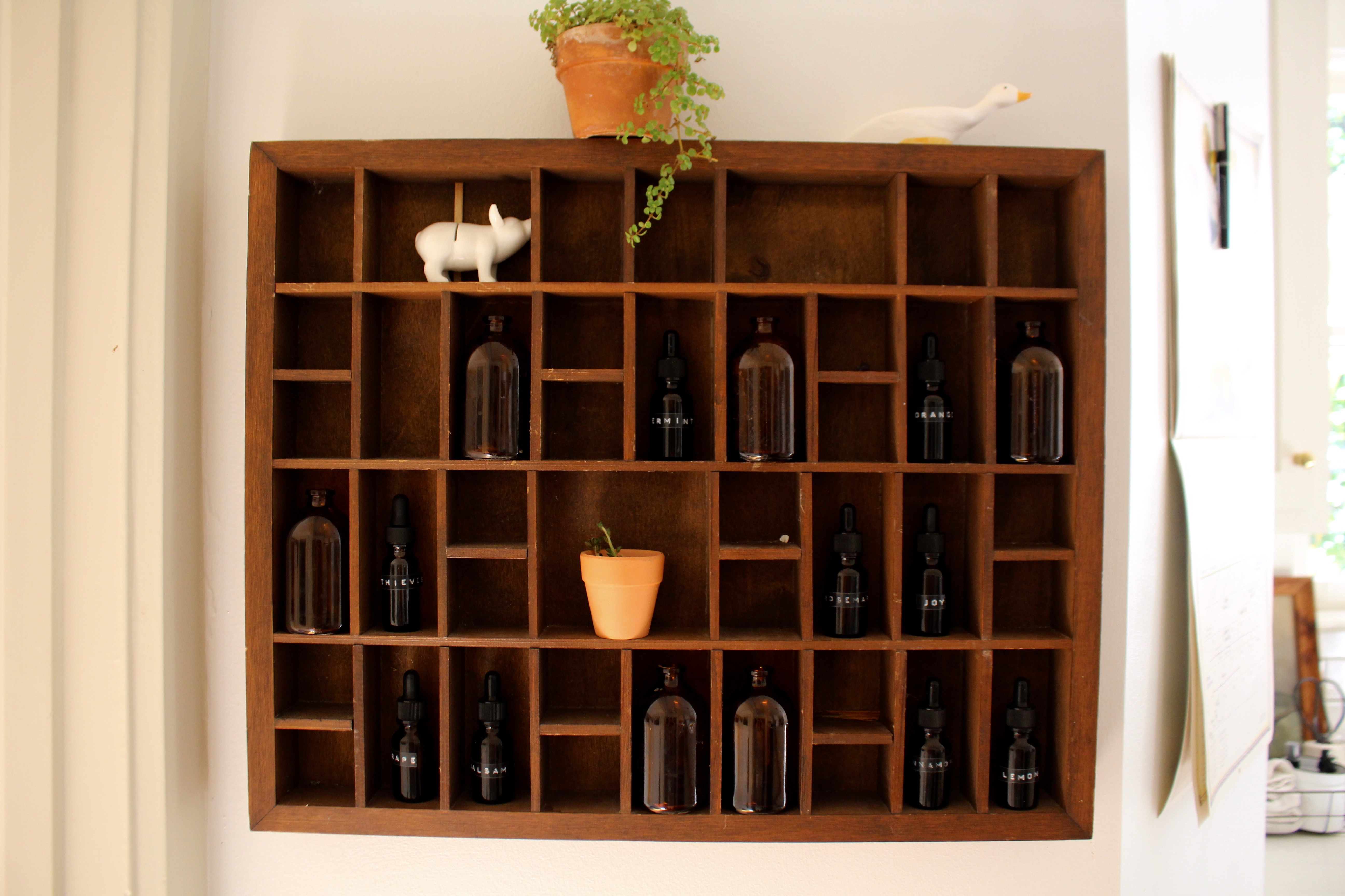 Pretty & Practical  Essential Oil Shadow Box Storage in the